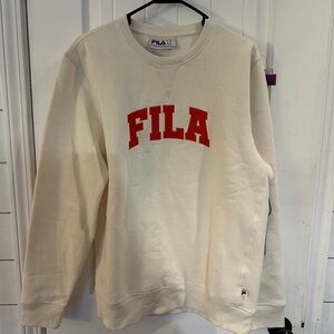 Fila Off-White Crewneck Sweater with Red Accents